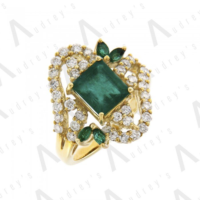 18 KARAT DIAMOND AND GEMSTONE RING
