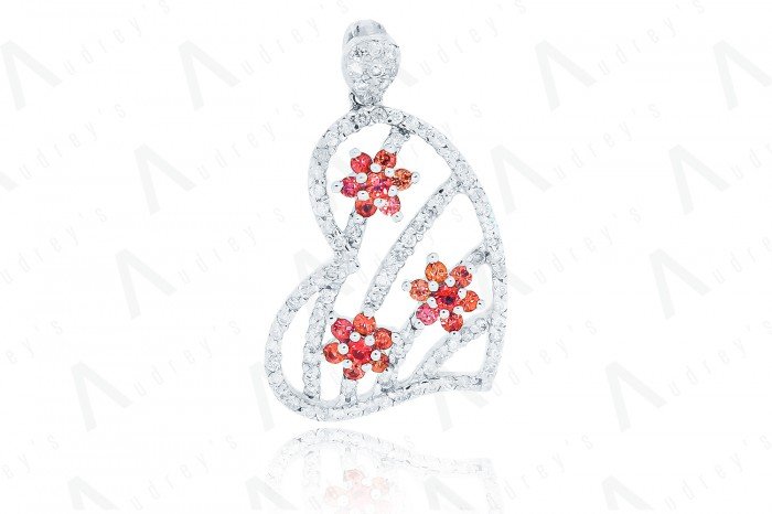 18 KARAT DIAMOND AND COLOR STONE PENDANT