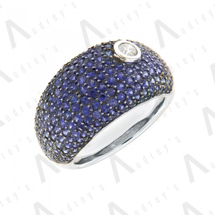 18 KARAT DIAMOND AND GEMSTONE RING