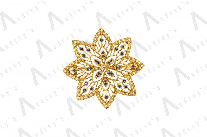 18 KARAT DIAMOND AND GEMSTONE PENDANT