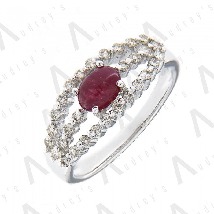 18 KARAT DIAMOND AND GEMSTONE RING
