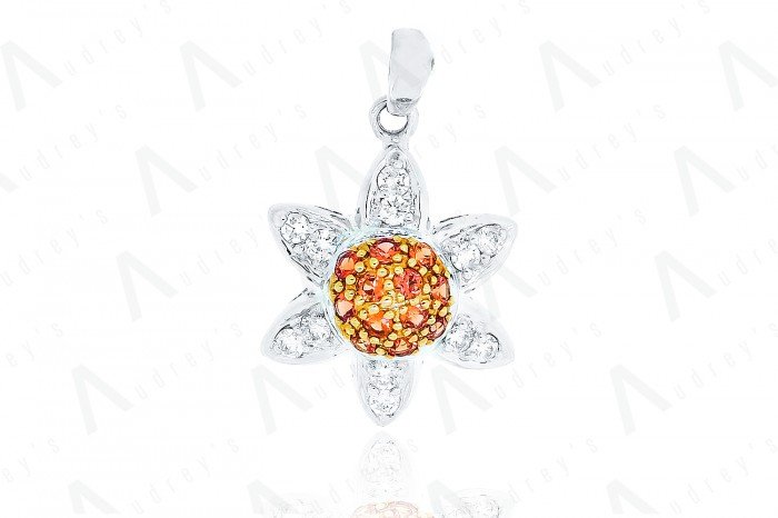 18 KARAT DIAMOND AND COLOR STONE PENDANT