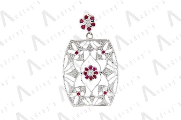 18 KARAT DIAMOND AND GEMSTONE PENDANT