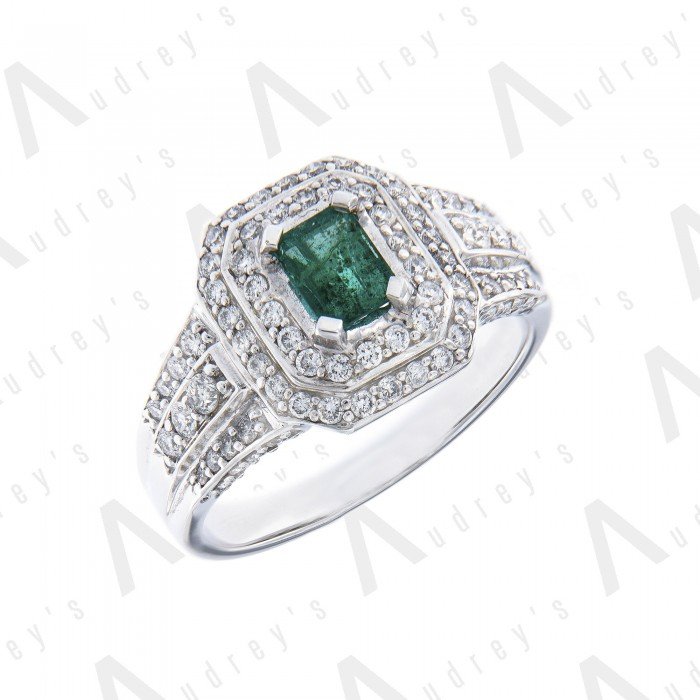 18 KARAT DIAMOND AND GEMSTONE RING