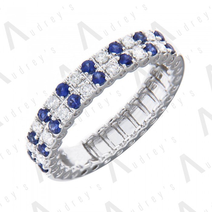 18K WHITE GOLD COLORSTONE BAND