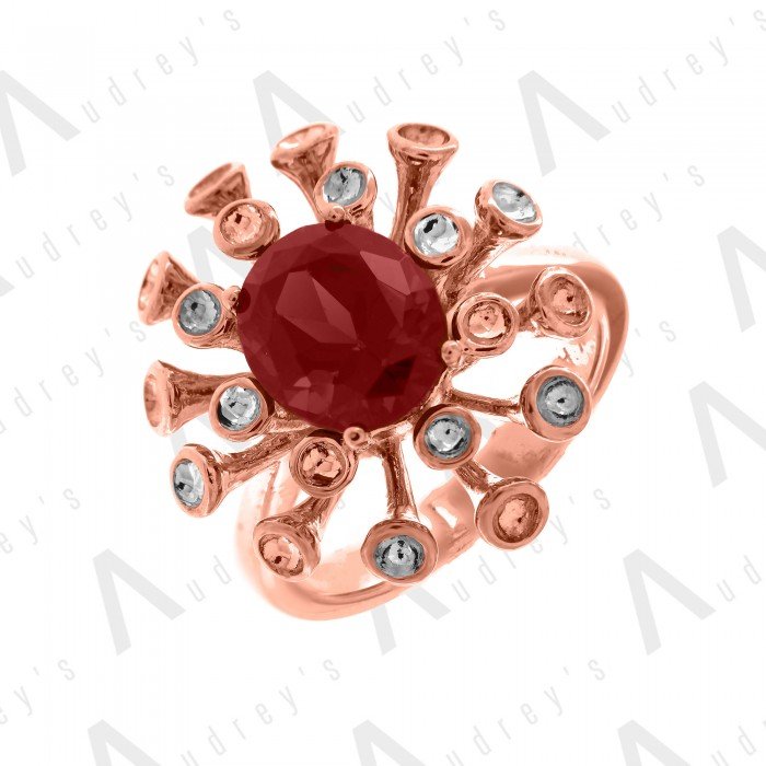 9 KARAT DIAMOND AND COLOR STONE RING