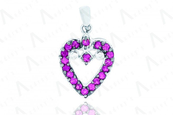 18 KARAT DIAMOND AND COLOR STONE PENDANT