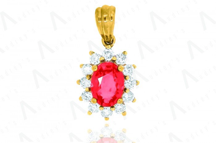 9 KARAT DIAMOND AND COLOR STONE PENDANT