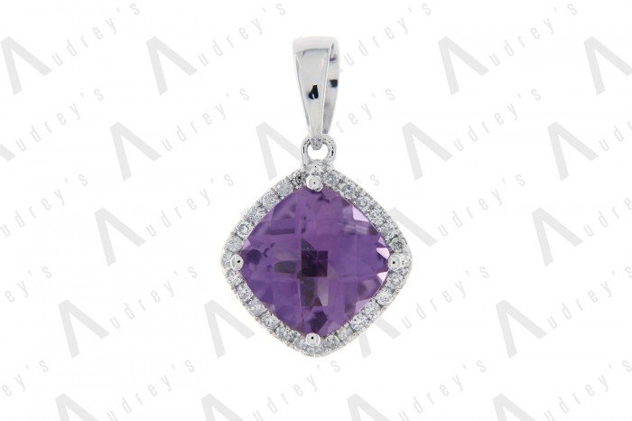 9K WHITE GOLD AMETHYST NECKLACE