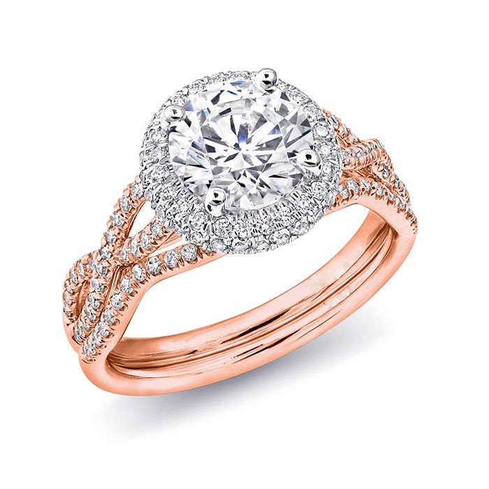 18K ROUND HALO DIAMOND RING