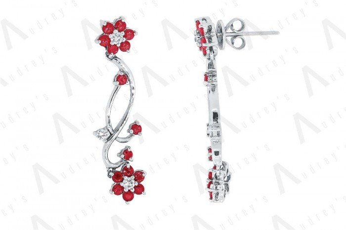 18 KARAT DIAMOND AND GEMSTONE EARRING