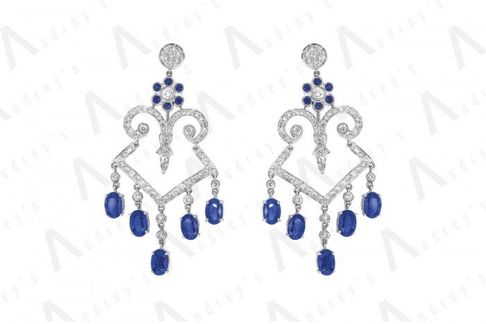 18 KARAT DIAMOND AND GEMSTONE EARRING